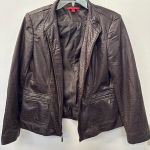 Joni B. Chic Elegant Dark Brown Crocodile-Embossed Blazer NWOT